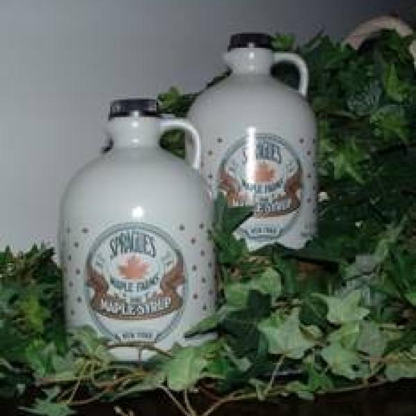 two half gallons of pure maple syrup